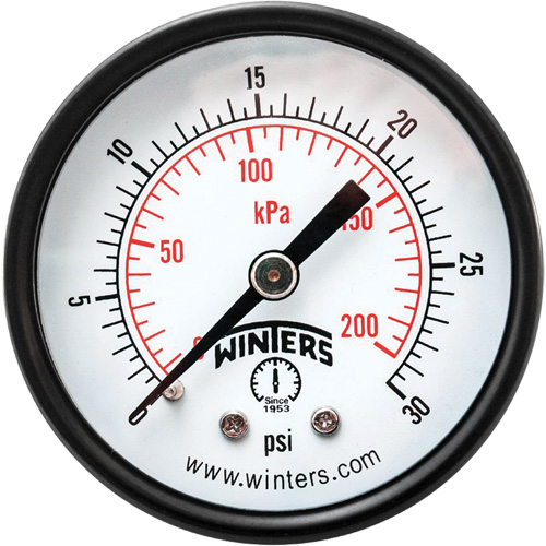 Economy Pressure Gauge, 2" , 0 - 30 psi, Back Mount, Analogue CSL Industriel Inc.