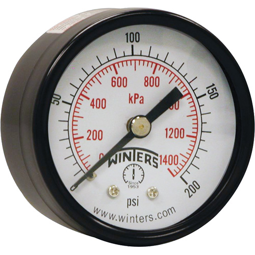 Economy Pressure Gauge, 2" , 0 - 200 psi, Back Mount, Analogue CSL Industriel Inc.