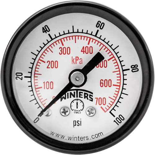 Economy Pressure Gauge, 1-1/2" , 0 - 100 psi, Back Mount, Analogue CSL Industriel Inc.