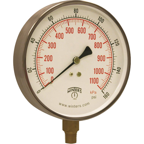 Contractor Pressure Gauge, 4-1/2" , 0 - 160 psi, Bottom Mount, Analogue CSL Industriel Inc.