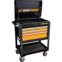 Chariot utilitaire, 4 tiroirs, 33" lo x 21" la x 42" h, Noir/Orange CSL Industriel Inc.