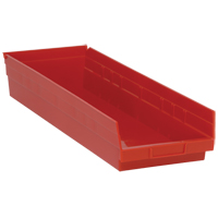 Bacs de rangement pour tablettes, 8-3/8" la x 4" H x 23-5/8" p, Rouge, Capacit&eacute; 50 lb CSL Industriel Inc.