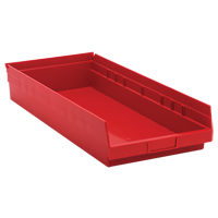 Bacs de rangement pour tablettes, 11-1/8" la x 4" H x 23-5/8" p, Rouge, Capacit&eacute; 50 lb CSL Industriel Inc.