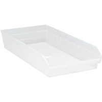 Bacs de rangement pour tablettes, 11-1/8" la x 4" H x 23-5/8" p, Transparent, Capacit&eacute; 50 lb CSL Industriel Inc.