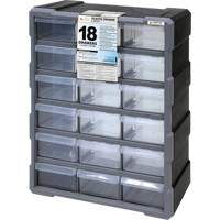 Armoire &agrave; tiroir, Plastique, 18 tiroirs, 15" x 6-1/4" x 18-3/4", Noir CSL Industriel Inc.