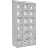 Clean Line Lockerette , 6 -tier, Bank of 3, 36" x 18" x 78", Steel, Grey, Rivet (Assembled) CSL Industriel Inc.