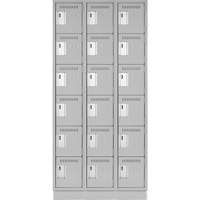 Petits casiers Clean Line, 6 niveaux, Bloc de 3, 36" x 18" x 76", Acier, Gris, Rivet (assembl&eacute;) CSL Industriel Inc.