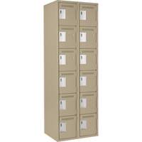 Clean Line Lockerette, 6 -tier, Bank of 2, 24" x 18" x 72", Steel, Beige, Rivet (Assembled) CSL Industriel Inc.