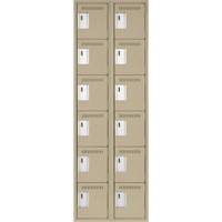Clean Line Lockerette, 6 -tier, Bank of 2, 24" x 18" x 72", Steel, Beige, Rivet (Assembled) CSL Industriel Inc.