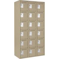 Clean Line Lockerette, 6 -tier, Bank of 3, 36" x 18" x 72", Steel, Beige, Rivet (Assembled) CSL Industriel Inc.