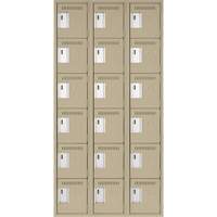 Clean Line Lockerette, 6 -tier, Bank of 3, 36" x 18" x 72", Steel, Beige, Rivet (Assembled) CSL Industriel Inc.