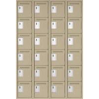 Petits casiers Clean Line, 6 niveaux, Bloc de 4, 48" x 18" x 72", Acier, Beige, Rivet (assembl&eacute;) CSL Industriel Inc.