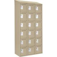 Clean Line Lockerette, 6 -tier, Bank of 3, 36" x 18" x 78", Steel, Beige, Rivet (Assembled) CSL Industriel Inc.
