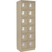 Clean Line Lockerette, 6 -tier, Bank of 2, 24" x 18" x 76", Steel, Beige, Rivet (Assembled) CSL Industriel Inc.
