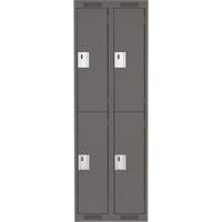 Clean Line Lockers, 2 -tier, Bank of 2, 24" x 18" x 72", Steel, Charcoal, Rivet (Assembled) CSL Industriel Inc.