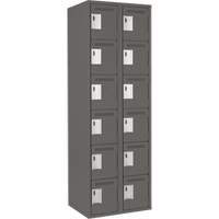 Clean Line Lockerette, 6 -tier, Bank of 2, 24" x 18" x 72", Steel, Charcoal, Rivet (Assembled) CSL Industriel Inc.