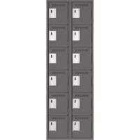 Clean Line Lockerette, 6 -tier, Bank of 2, 24" x 18" x 72", Steel, Charcoal, Rivet (Assembled) CSL Industriel Inc.