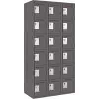 Clean Line Lockerette, 6 -tier, Bank of 3, 36" x 18" x 72", Steel, Charcoal, Rivet (Assembled) CSL Industriel Inc.