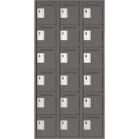 Clean Line Lockerette, 6 -tier, Bank of 3, 36" x 18" x 72", Steel, Charcoal, Rivet (Assembled) CSL Industriel Inc.