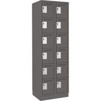 Clean Line Lockerette, 6 -tier, Bank of 2, 24" x 18" x 76", Steel, Charcoal, Rivet (Assembled) CSL Industriel Inc.