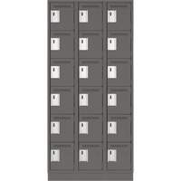 Clean Line Lockerette, 6 -tier, Bank of 3, 36" x 18" x 76", Steel, Charcoal, Rivet (Assembled) CSL Industriel Inc.