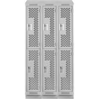 Clean Line Lockers, 2 -tier, Bank of 3, 36" x 12" x 82", Steel, Grey, Rivet (Assembled), Perforated CSL Industriel Inc.