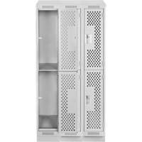 Clean Line Lockers, 2 -tier, Bank of 3, 36" x 12" x 82", Steel, Grey, Rivet (Assembled), Perforated CSL Industriel Inc.