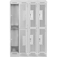 Casiers Clean Line, 2 niveaux, Bloc de 4, 48" x 12" x 82", Acier, Gris, Rivet (assembl&eacute;), Perfor&eacute; CSL Industriel Inc.