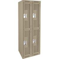Casiers Clean Line, 2 niveaux, Bloc de 2, 24" x 15" x 72", Acier, Beige, Rivet (assembl&eacute;), Perfor&eacute; CSL Industriel Inc.
