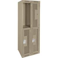 Casiers Clean Line, 2 niveaux, Bloc de 2, 24" x 15" x 72", Acier, Beige, Rivet (assembl&eacute;), Perfor&eacute; CSL Industriel Inc.