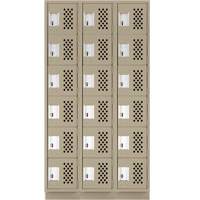 Assembled Lockerettes Clean Line Perforated Economy Lockers, 6 -tier, Bank of 3, 18" x 72" x 12", Steel CSL Industriel Inc.