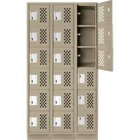Assembled Lockerettes Clean Line Perforated Economy Lockers, 6 -tier, Bank of 3, 18" x 72" x 12", Steel CSL Industriel Inc.