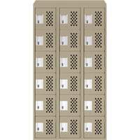 Clean-Line Perforated Lockerette, 6 -tier, Bank of 3, 12" x 72" x 12", Steel CSL Industriel Inc.