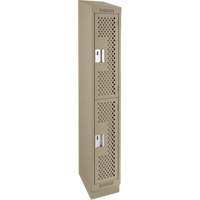 Casiers Clean Line, 2 niveaux, 12" x 12" x 82", Acier, Beige, Rivet (assembl&eacute;), Perfor&eacute; CSL Industriel Inc.