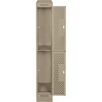 Casiers Clean Line, 2 niveaux, 12" x 12" x 82", Acier, Beige, Rivet (assembl&eacute;), Perfor&eacute; CSL Industriel Inc.
