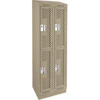 Casiers Clean Line, 2 niveaux, Bloc de 2, 24" x 12" x 82", Acier, Beige, Rivet (assembl&eacute;), Perfor&eacute; CSL Industriel Inc.