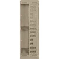 Casiers Clean Line, 2 niveaux, Bloc de 2, 24" x 12" x 82", Acier, Beige, Rivet (assembl&eacute;), Perfor&eacute; CSL Industriel Inc.