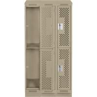 Clean Line Lockers, 2 -tier, Bank of 3, 36" x 12" x 82", Steel, Beige, Rivet (Assembled), Perforated CSL Industriel Inc.