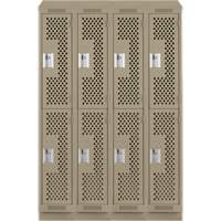 Casiers Clean Line, 2 niveaux, Bloc de 4, 48" x 12" x 82", Acier, Beige, Rivet (assembl&eacute;), Perfor&eacute; CSL Industriel Inc.