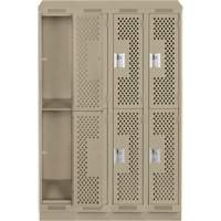 Casiers Clean Line, 2 niveaux, Bloc de 4, 48" x 12" x 82", Acier, Beige, Rivet (assembl&eacute;), Perfor&eacute; CSL Industriel Inc.