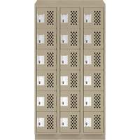 Assembled Lockerettes Clean Line Perforated Economy Lockers, 6 -tier, Bank of 3, 18" x 72" x 12", Steel CSL Industriel Inc.