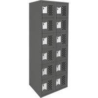 Assembled Lockerettes Clean Line Perforated Economy Lockers, 6 -tier, Bank of 2, 18" x 72" x 12", Steel CSL Industriel Inc.