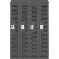 Clean Line Lockers, Bank of 4, 48" x 18" x 82", Steel, Charcoal, Rivet (Assembled), Perforated CSL Industriel Inc.
