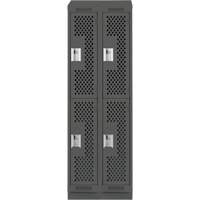 Casiers Clean Line, 2 niveaux, Bloc de 2, 24" x 12" x 82", Acier, Charbon, Rivet (assembl&eacute;), Perfor&eacute; CSL Industriel Inc.