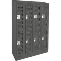 Casiers Clean Line, 2 niveaux, Bloc de 4, 48" x 12" x 82", Acier, Charbon, Rivet (assembl&eacute;), Perfor&eacute; CSL Industriel Inc.