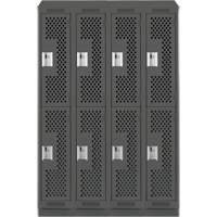 Casiers Clean Line, 2 niveaux, Bloc de 4, 48" x 12" x 82", Acier, Charbon, Rivet (assembl&eacute;), Perfor&eacute; CSL Industriel Inc.