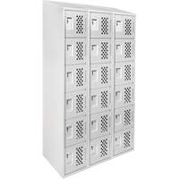 Clean-Line Perforated Lockerette, 6 -tier, Bank of 3, 12" x 72" x 12", Steel CSL Industriel Inc.