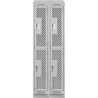 Casiers Clean Line, 2 niveaux, Bloc de 2, 24" x 12" x 82", Acier, Gris, Rivet (assembl&eacute;), Perfor&eacute; CSL Industriel Inc.