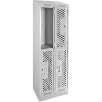 Casiers Clean Line, 2 niveaux, Bloc de 2, 24" x 12" x 82", Acier, Gris, Rivet (assembl&eacute;), Perfor&eacute; CSL Industriel Inc.