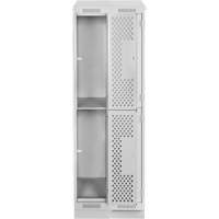 Casiers Clean Line, 2 niveaux, Bloc de 2, 24" x 12" x 82", Acier, Gris, Rivet (assembl&eacute;), Perfor&eacute; CSL Industriel Inc.